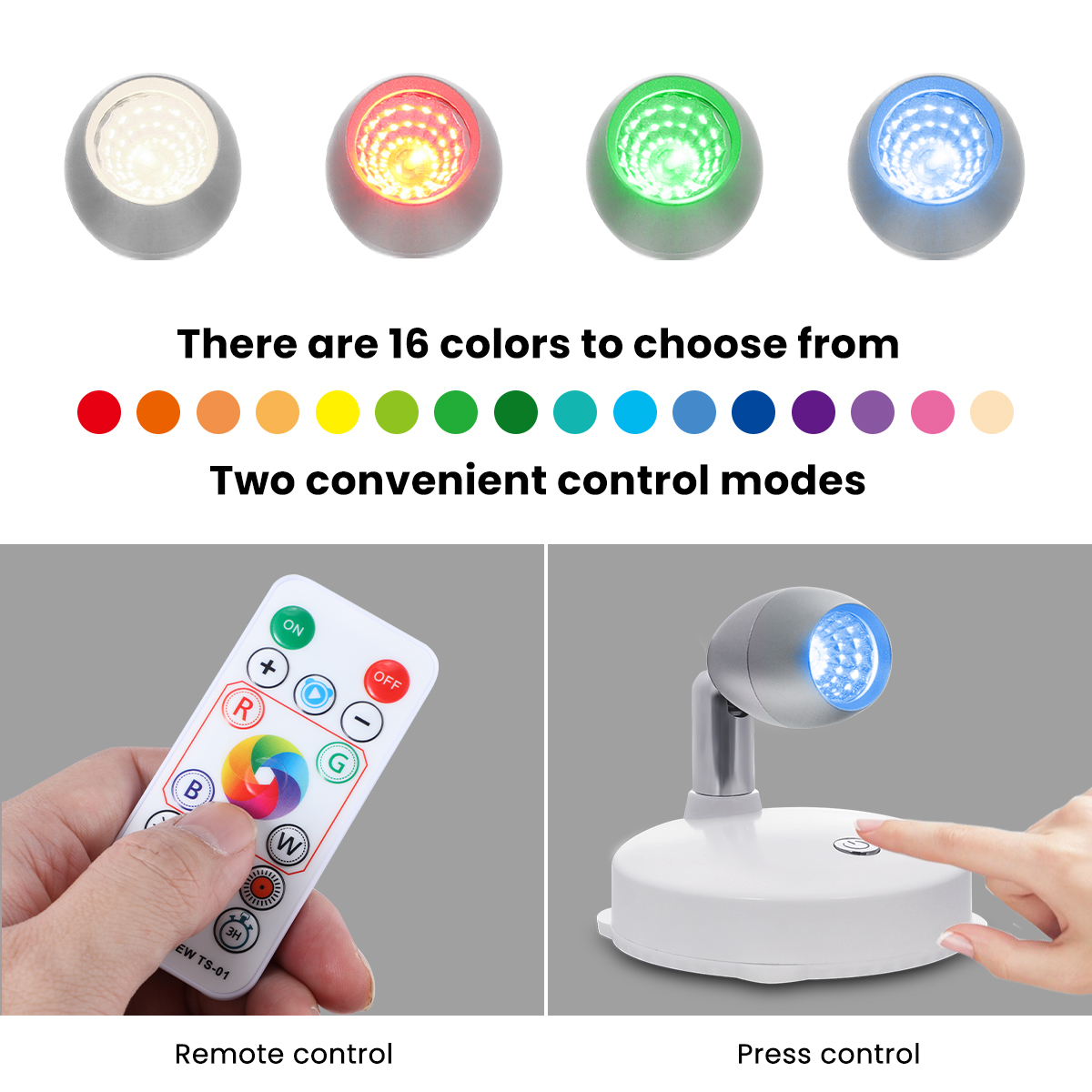 2PCS-Elfeland-Battery-Powered-RGB-LED-Cabinet-Light-Spotlights-with-Two-Remote-Controls-for-Wardrobe-1715076-4