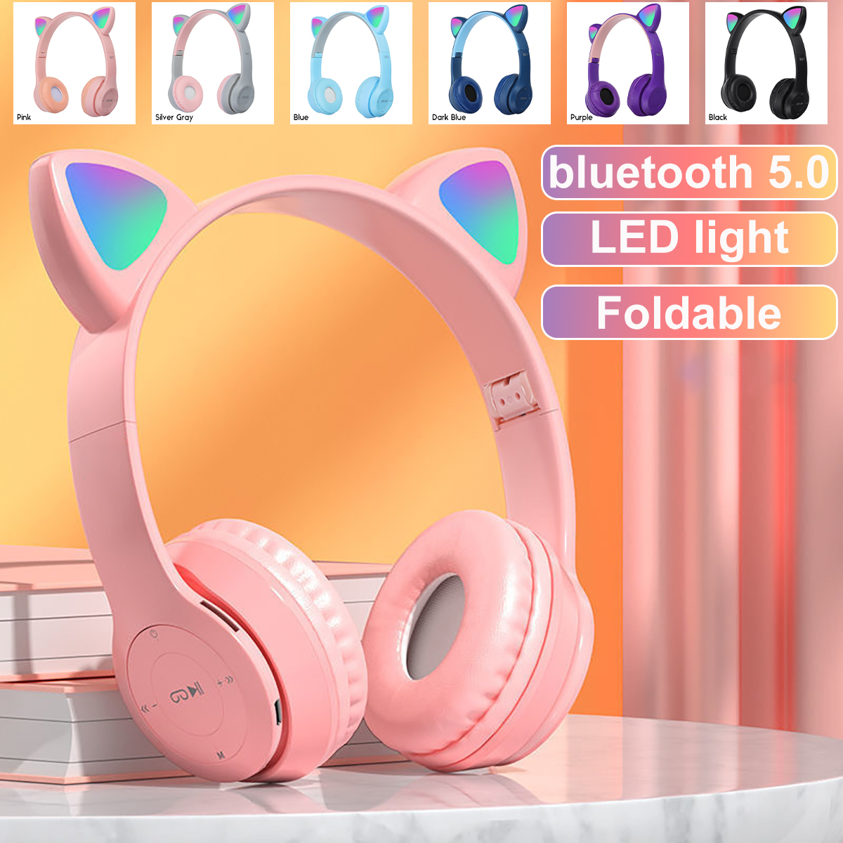 Bakeey-Cute-Wireless-Gaming-Headset-bluetooth-50-Headphones-LED-Light-Support-TF-Card-Play-1923597-1