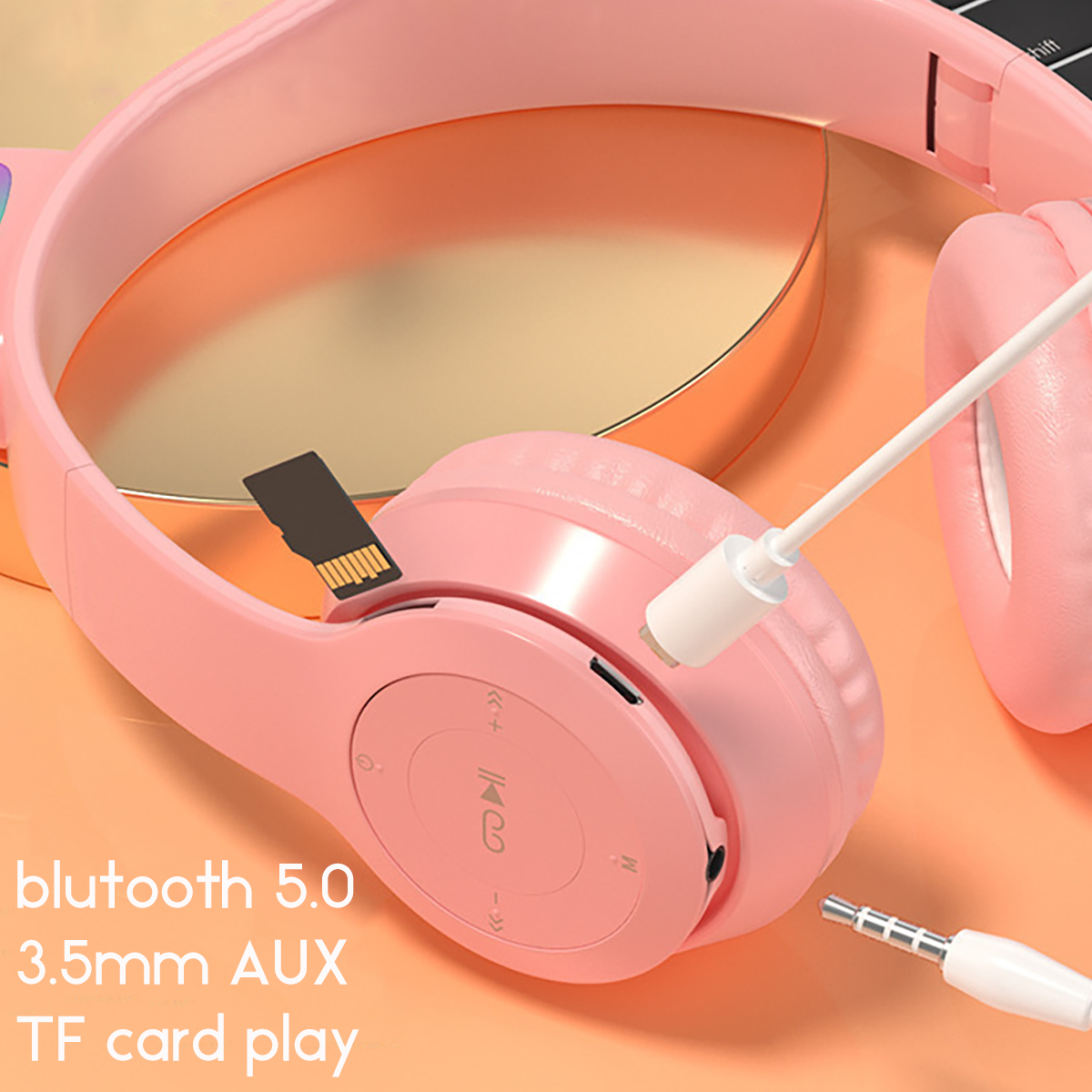 Bakeey-Cute-Wireless-Gaming-Headset-bluetooth-50-Headphones-LED-Light-Support-TF-Card-Play-1923597-4