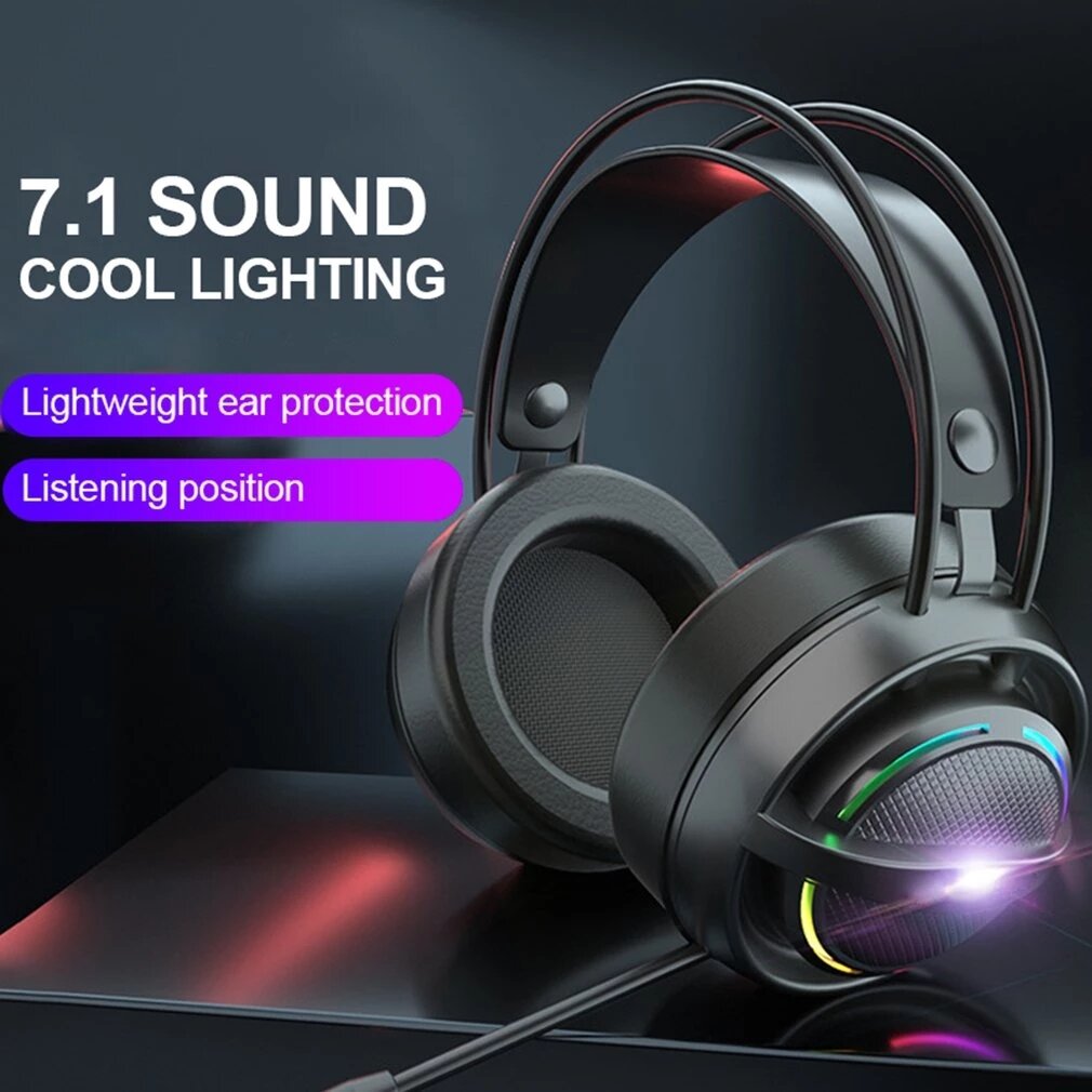 PSH-100 Gaming Headset 7.1 Surround Sound E-sports Wired Over Ear Stereo Headphones with Microphone For PS4 Computer Game PC Laptop