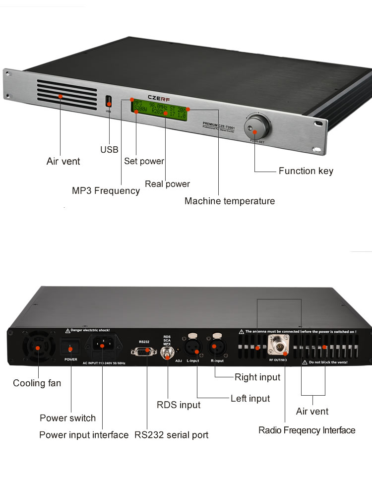 CZE-T2001-CZERF-PLL-Stereo-FM-Transmitter-0-200W-Power-Adjustable-Radio-Broadcast--XLR-Port-Clear-So-1661941-3