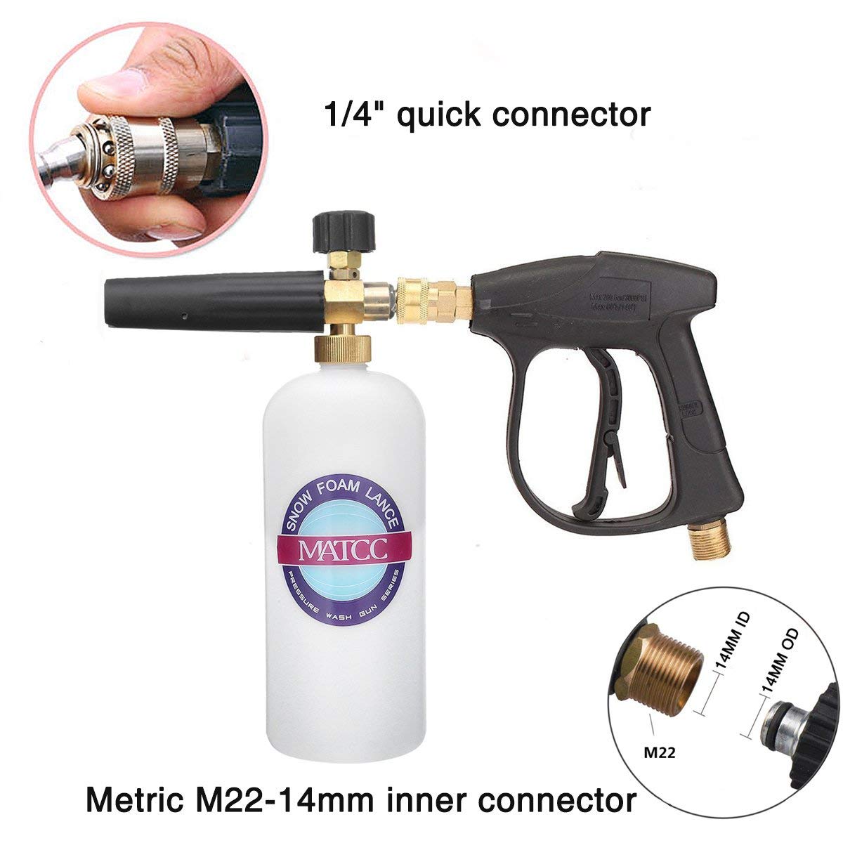 MATCC-Foam-Wash-Guun-3000-PSI-High-Pressure-Washer-W1L-Snow-Foam-Lance-Bottle-Car-Cleaning-1305049-7