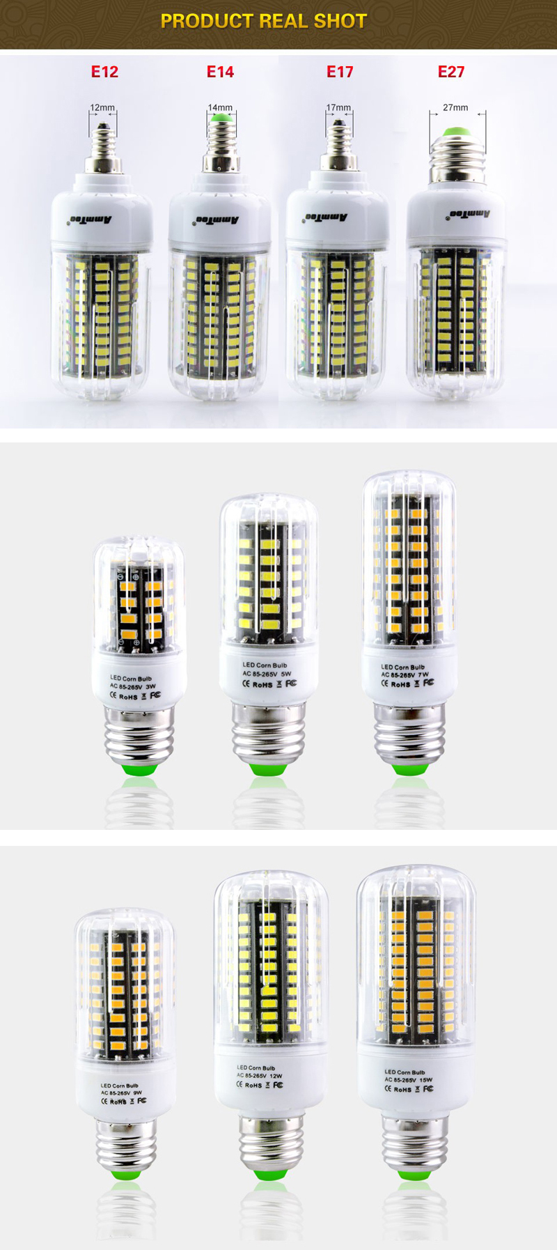 E27-E17-E14-E12-B22-12W-120-SMD-5736-1200Lm-LED-White-Warm-White-Natural-White-Corn-Bulb-AC85-265V-1061286-9