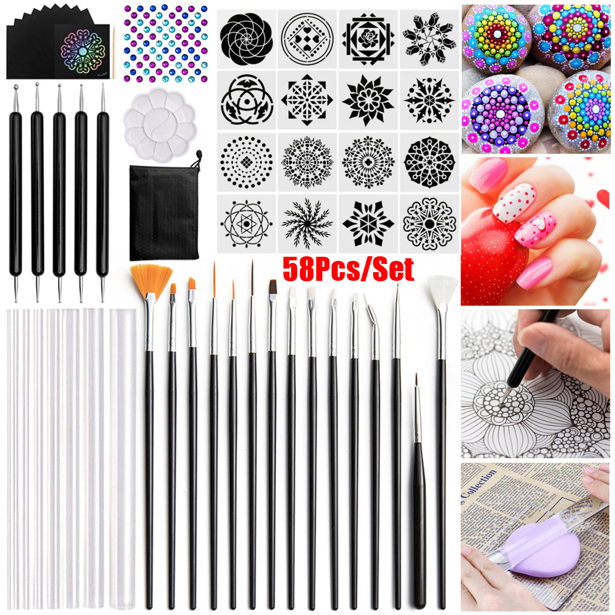 58Pcs-DIY-Mandala-Dotting-Tools-Set-Rock-Painting-Kit-Nail-Art-Craft-Pen-Paint-Stencil-Template-Supp-1790202-1