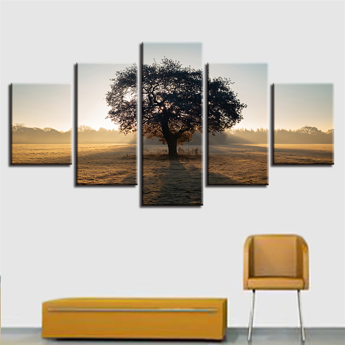 5Pcs-Wall-Decorative-Paintings-Sunshine-Tree-Canvas-Print-Art-Pictures-Frameless-Wall-Hanging-Decora-1733221-3