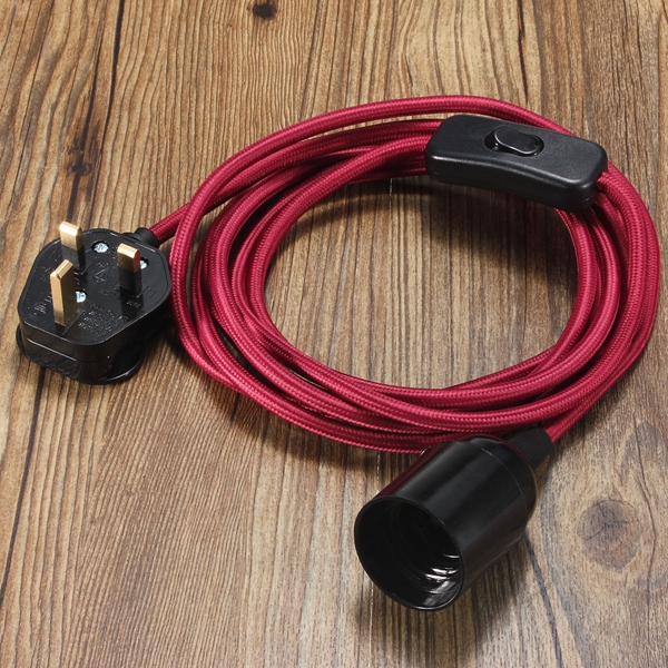 E27-4M-Fabric-Cable-UK-Plug-In-Pendant-Lamp-Light-Set-Fitting-Vintage-Bulb-Holder-Socket-1046615-3