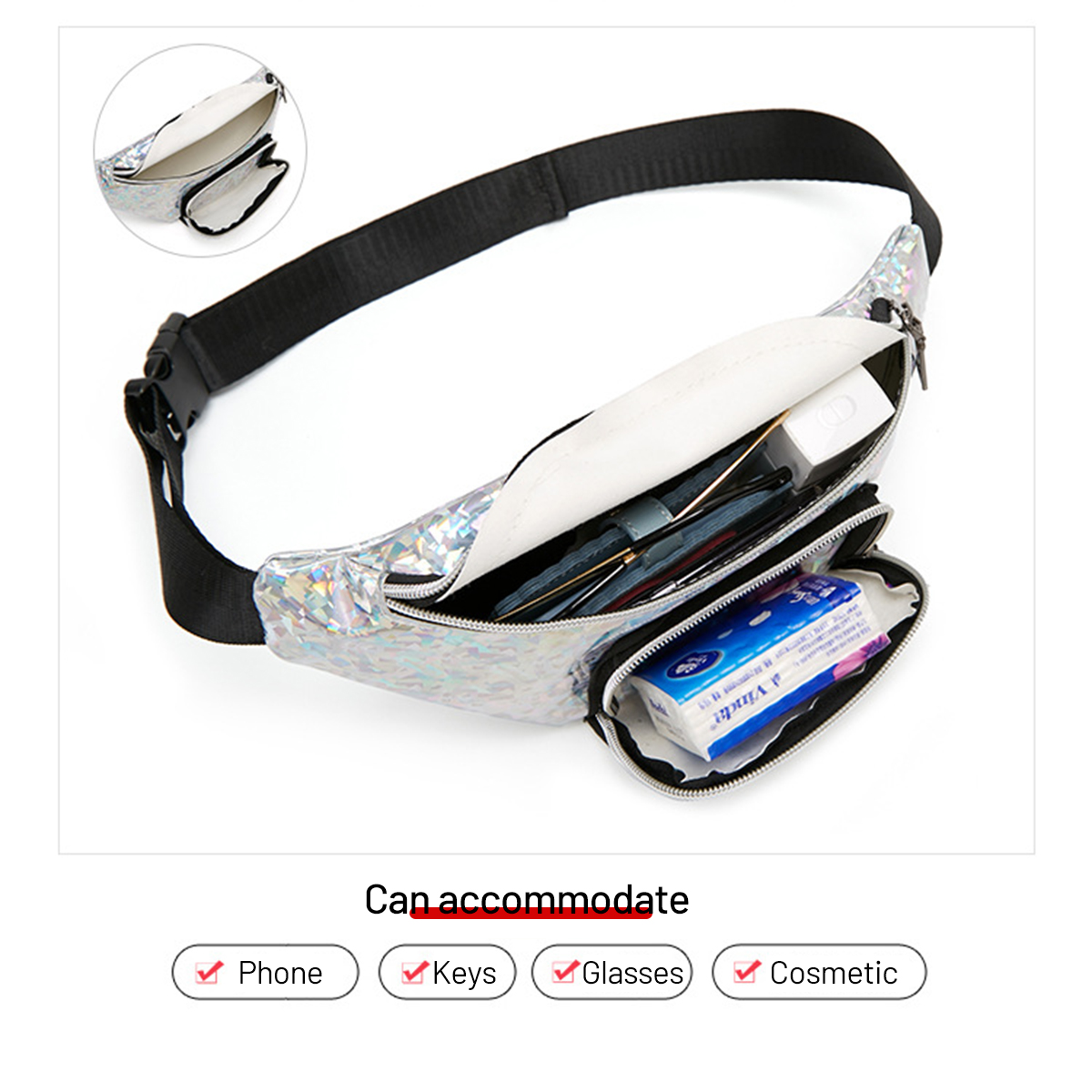 Fashion-Casual-Laser-Glitter-with-Belt-Unisex-Phone-Storage-Waist-Bag-Coin-Money-Pouch-Bag-Messenger-1666155-3