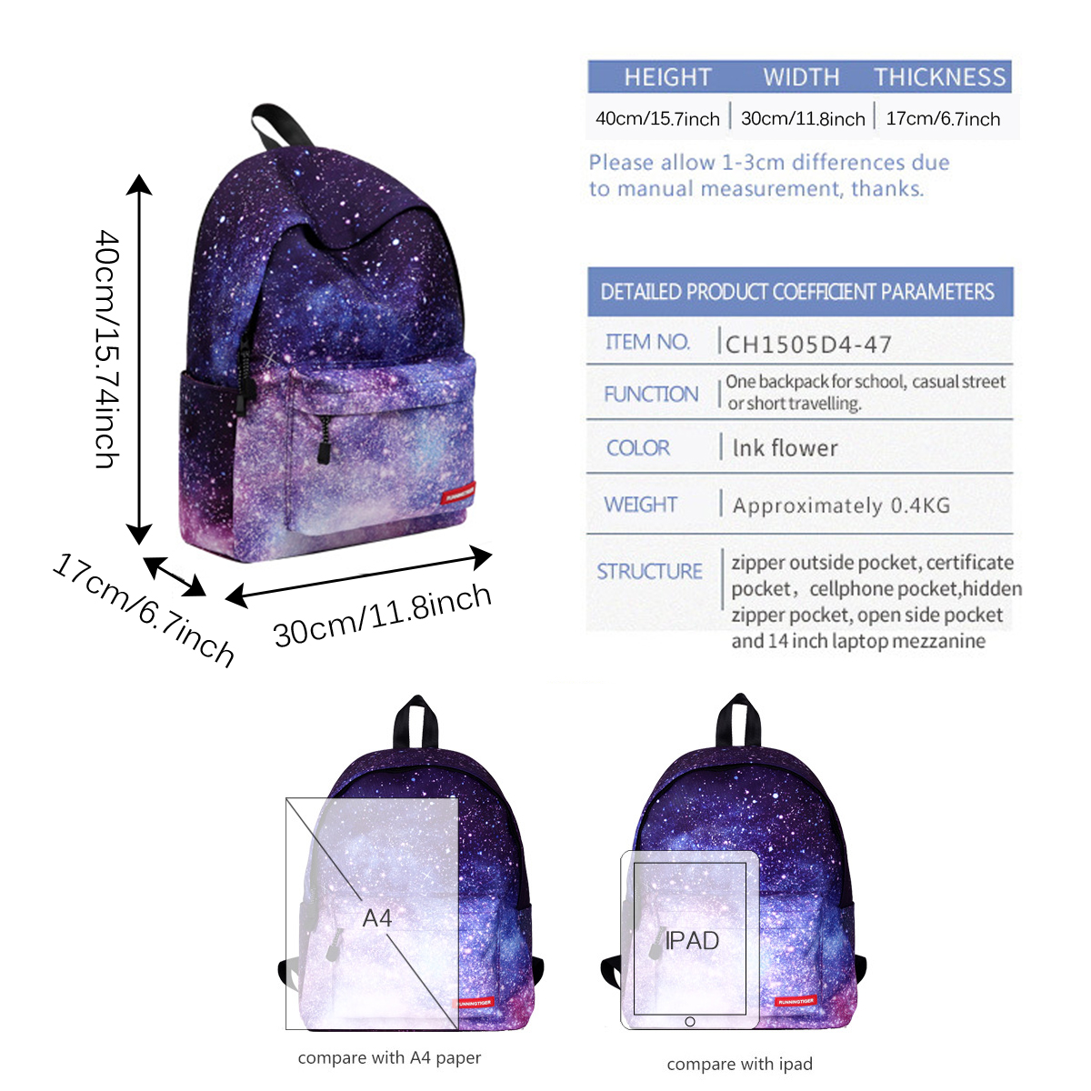 Fashion-Starry-Sky-Pattern-Large-Capacity-Macbook-Tablet-Storage-Bag-Backpack-Student-School-Bag-1631136-1