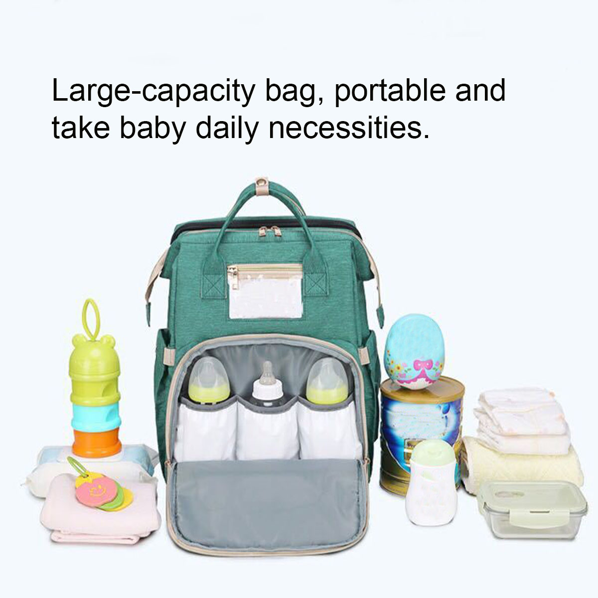 Multifunctional-2-IN-1-Large-Capacity-Folding-Travel-Baby-Infant-Crib-Diaper-Macbook-Storage-Mummy-B-1858936-3