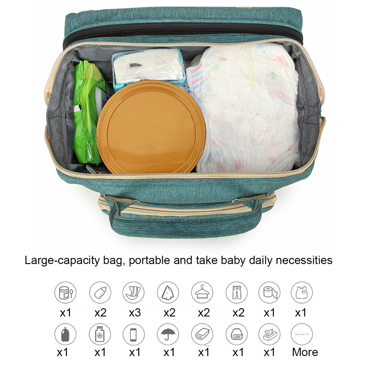 Multifunctional-2-IN-1-Large-Capacity-Folding-Travel-Baby-Infant-Crib-Diaper-Macbook-Storage-Mummy-B-1858936-4