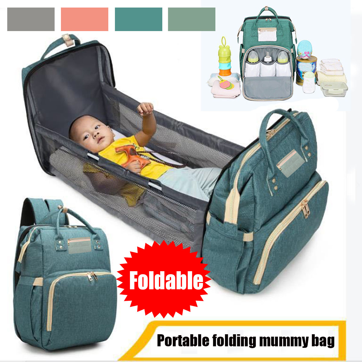 Multifunctional-2-IN-1-Large-Capacity-Folding-Travel-Baby-Infant-Crib-Diaper-Macbook-Storage-Mummy-B-1858936-5