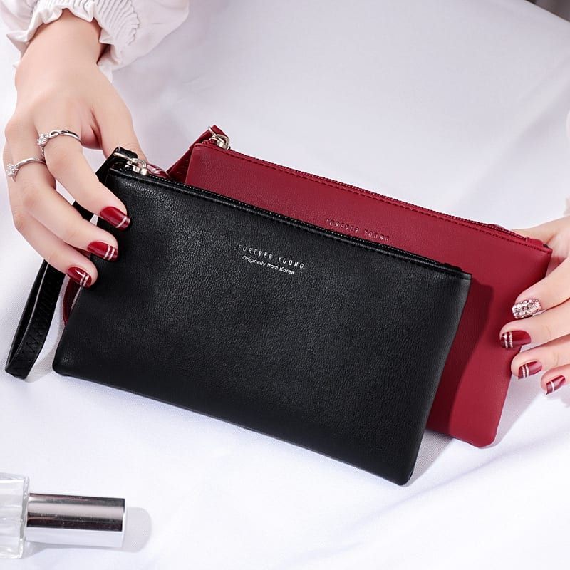 Simple-Zipper-Large-Capacity-PU-Leather-Phone-Storage-Bag-Wallet-Purse-Handbag-Clutch-Bag-1410093-2