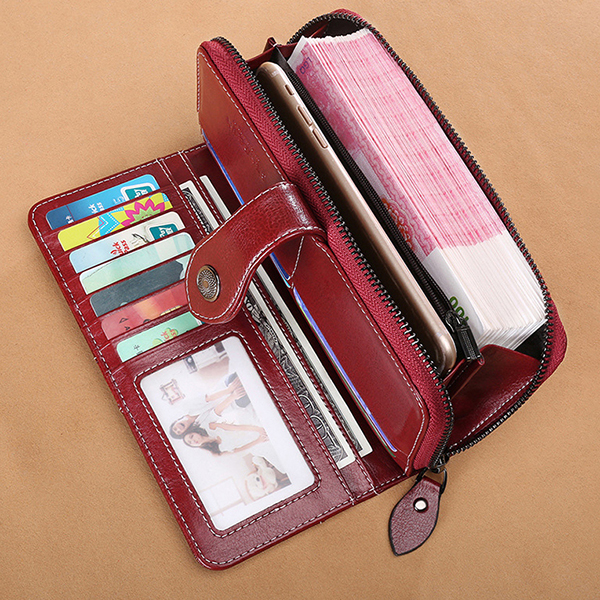 Vintage-Large-Capacity-10-Card-Slot-Genuine-Leather-Mobile-Phone-Storage-Bag-Long-Wallet-Purse-1314812-4