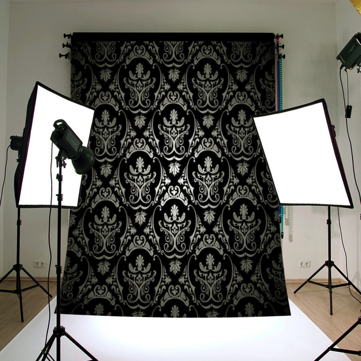 15x21m-Photography-Retro-Damask-Cloth-Studio-Props-Background-Vinyl-Black-1130356-5