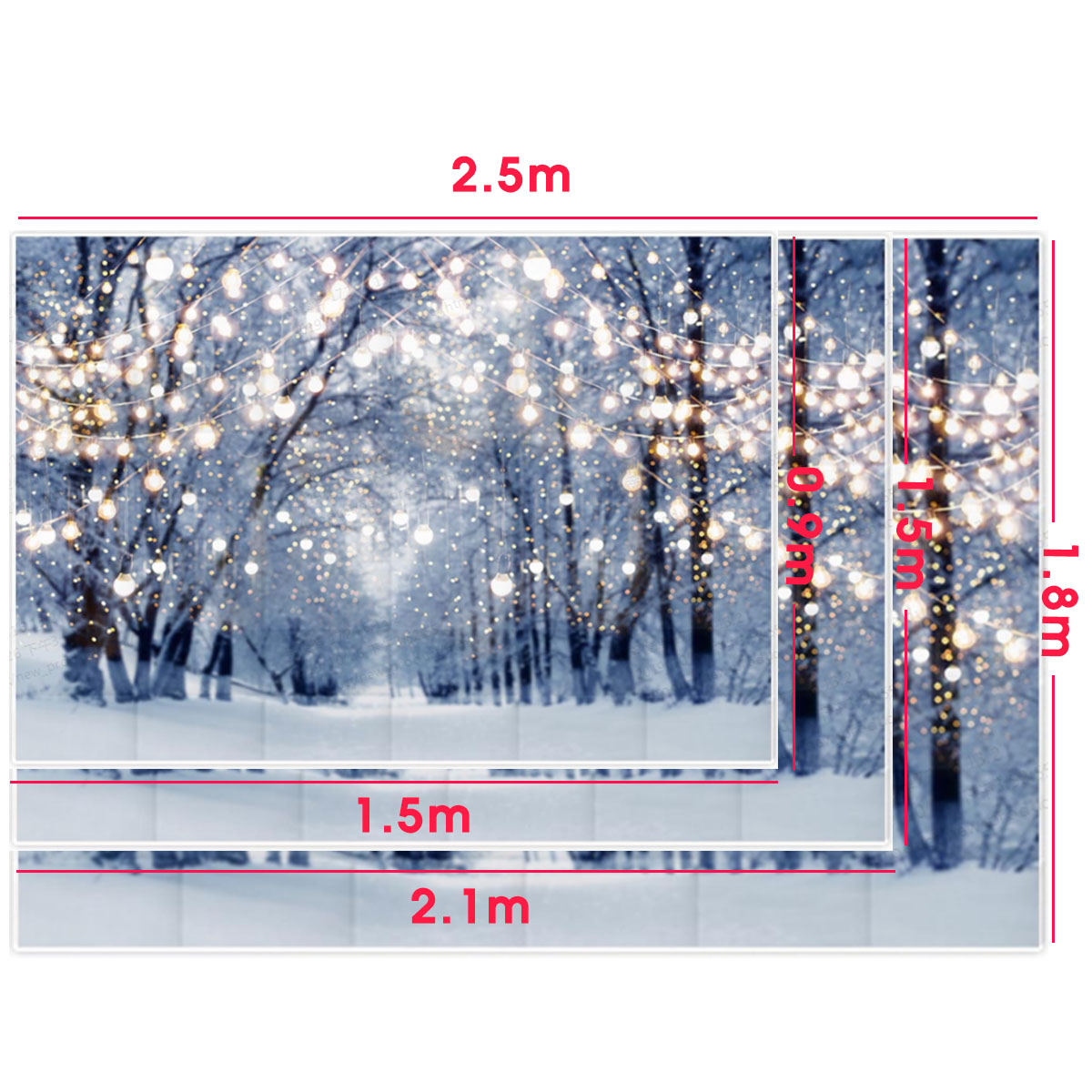 5x3FT-7x5FT-8x6FT-Light-Strip-Winter-Snow-Forest-Street-Photography-Backdrop-Background-Studio-Prop-1609475-6
