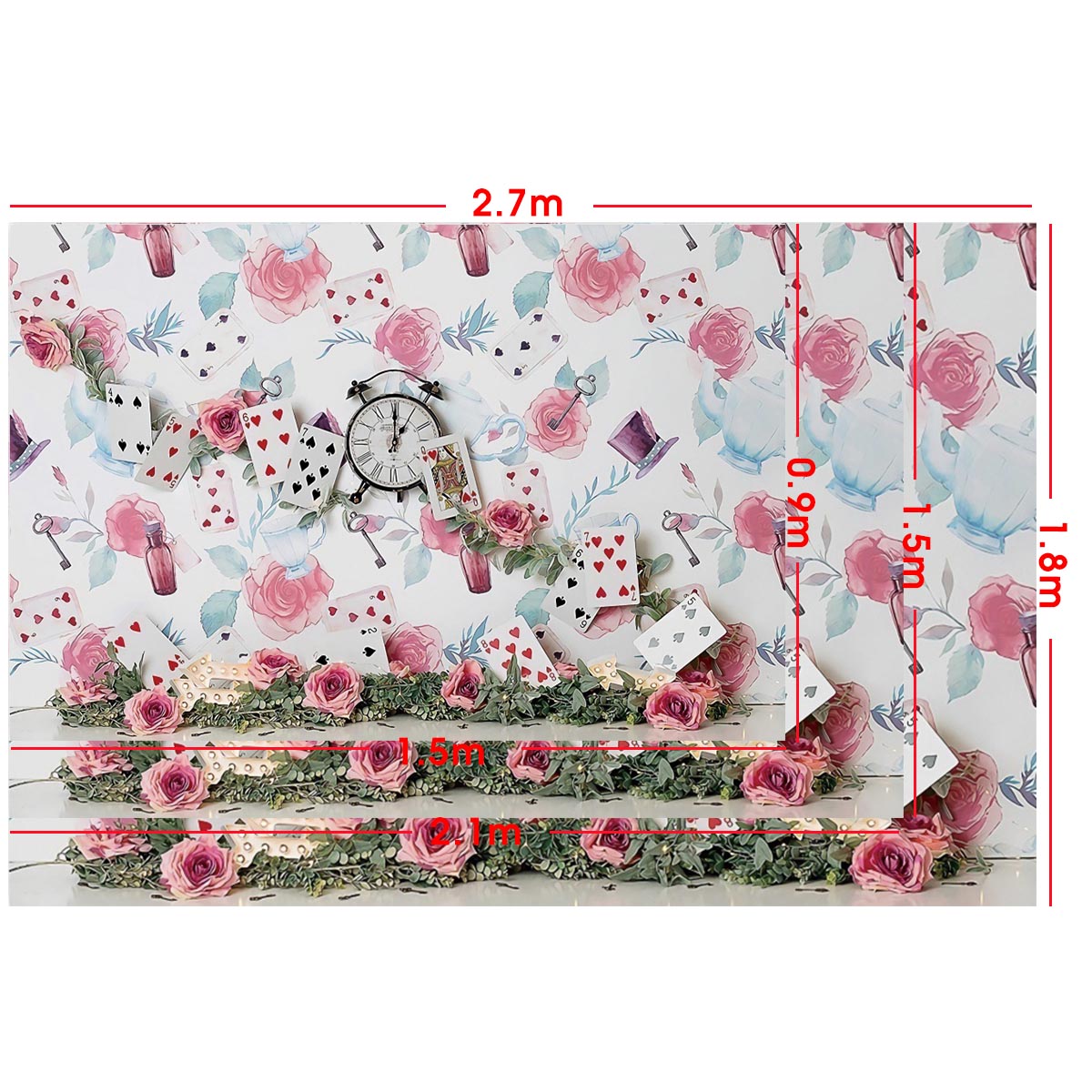 5x3FT-7x5FT-9x6FT-Pink-Rose-Flower-Clock-Poker-Photography-Backdrop-Background-Studio-Prop-1636015-4