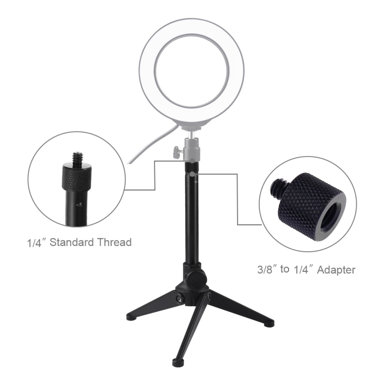 PULUZ-PU408-22cm-Desktop-Adjustable-Tripod-Stand-Selfie-Stick-LED-Ring-Light-Mount-Holder-for-Live-B-1686010-3