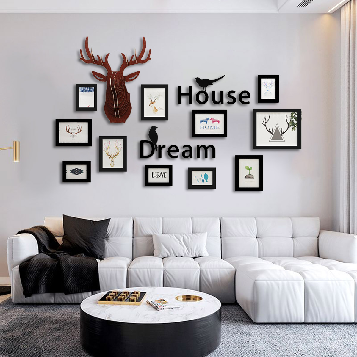 Photo-Picture-Frames-Wall-Mount-11-Piece-Set-Art-Home-Decoration-Letter-Deer-1821316-6