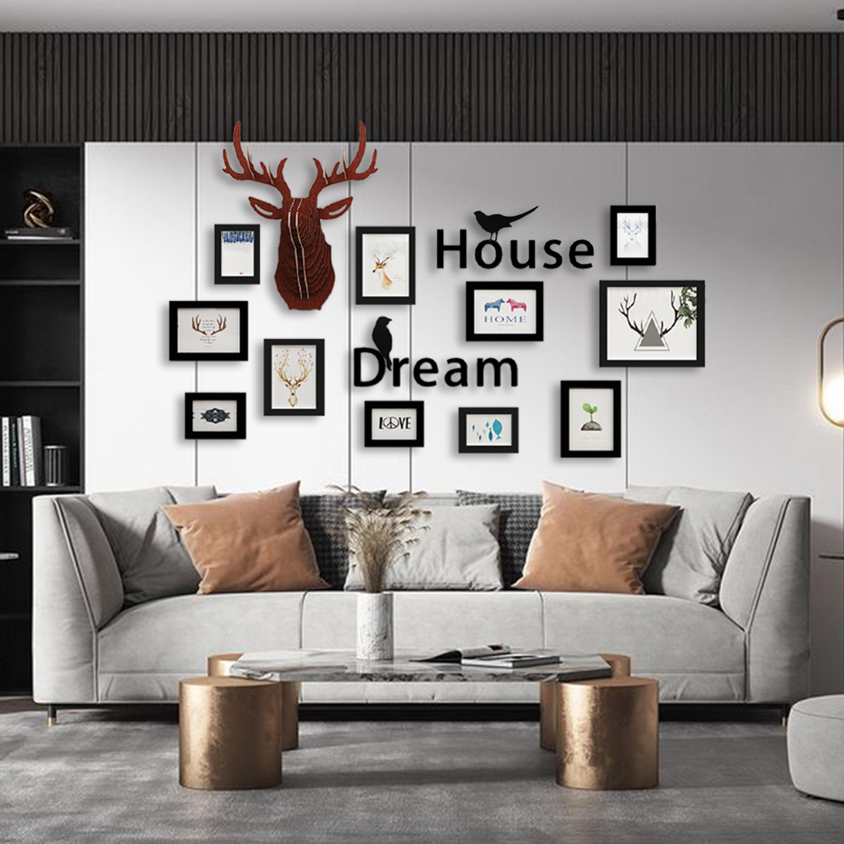 Photo-Picture-Frames-Wall-Mount-11-Piece-Set-Art-Home-Decoration-Letter-Deer-1821316-7