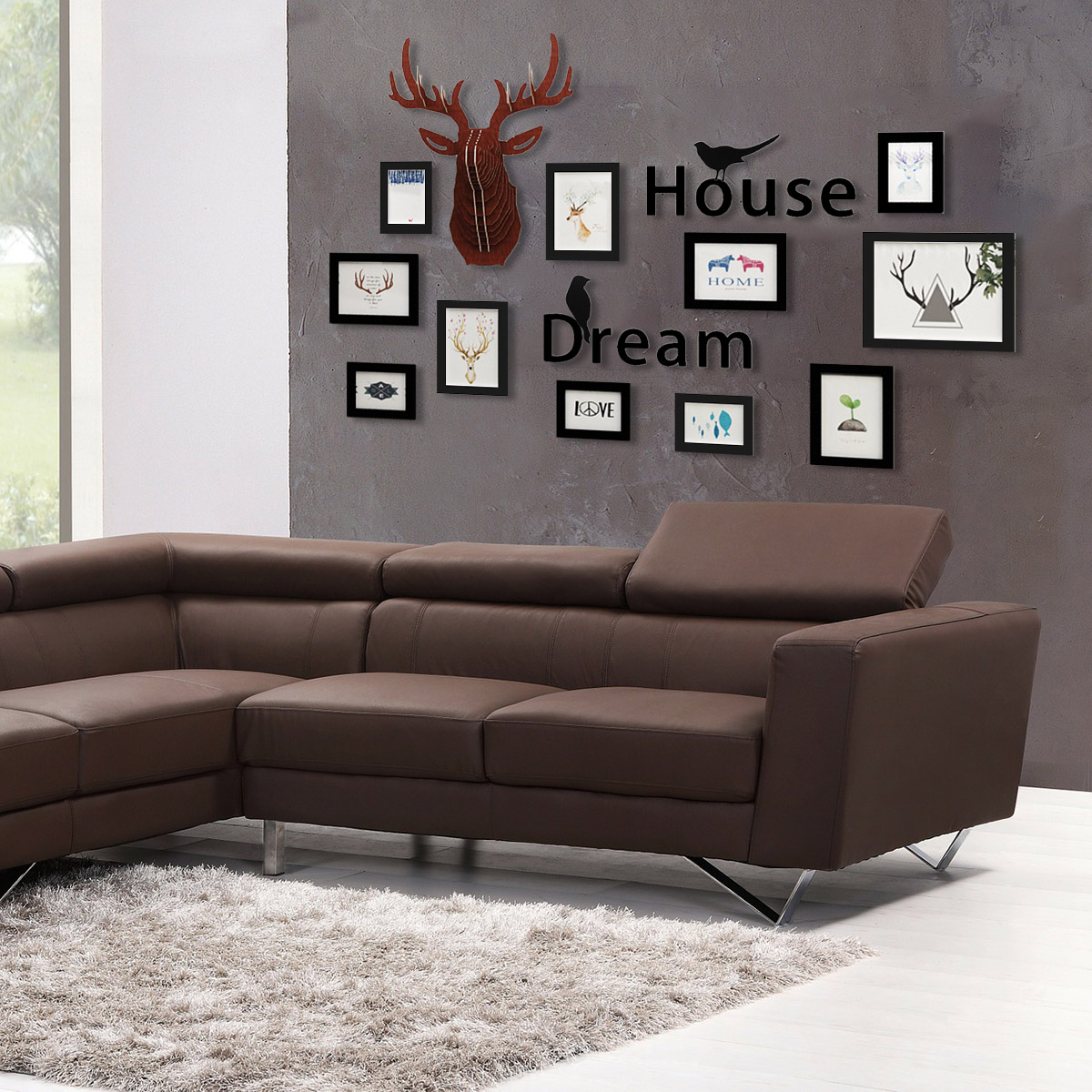 Photo-Picture-Frames-Wall-Mount-11-Piece-Set-Art-Home-Decoration-Letter-Deer-1821316-8