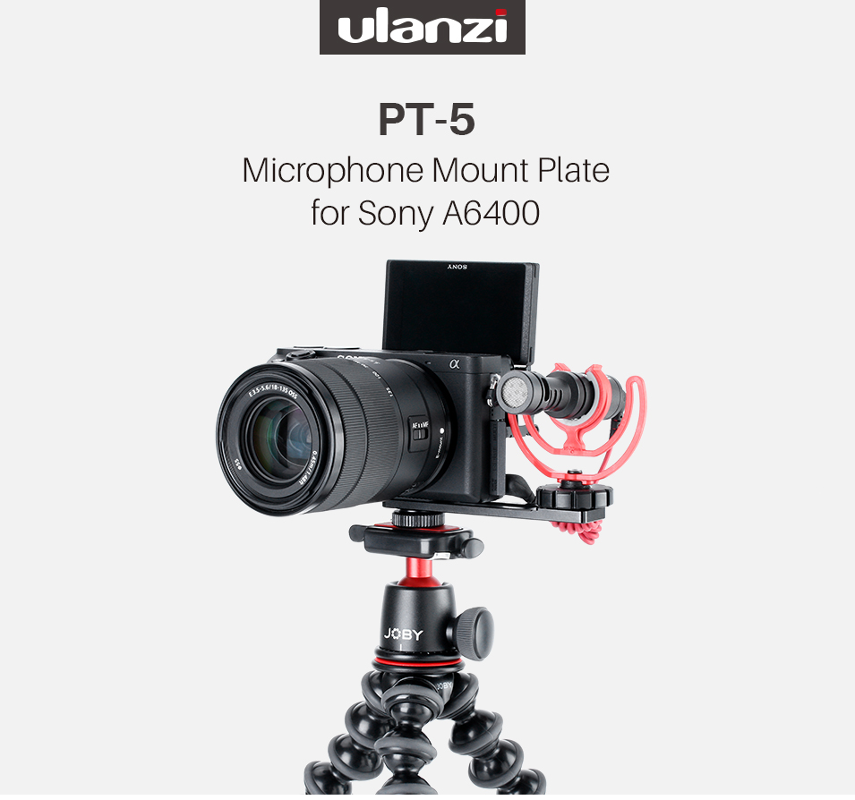 Ulanzi-PT-5-Microphone-Mount-Plate-Bracket-Holder-Extension-Bar-with-Cold-Shoe-14-20-Tripod-Hole-for-1453764-1