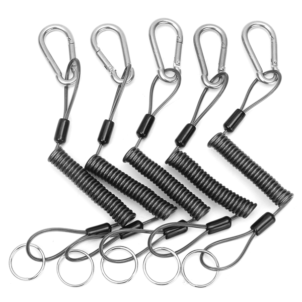 5Pcs-26cm-Steel-Plier-Coil-Tether-Lanyard-Secure-Grip-Retracting-Tool-1113736-1