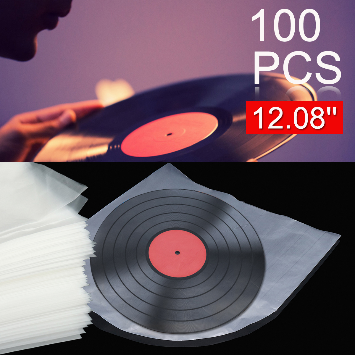 1208quot-100Pcs-LP-Vinyl-Record-Anti-static-Plastic-Cover-Inner-Sleeves-LD-1636507-1