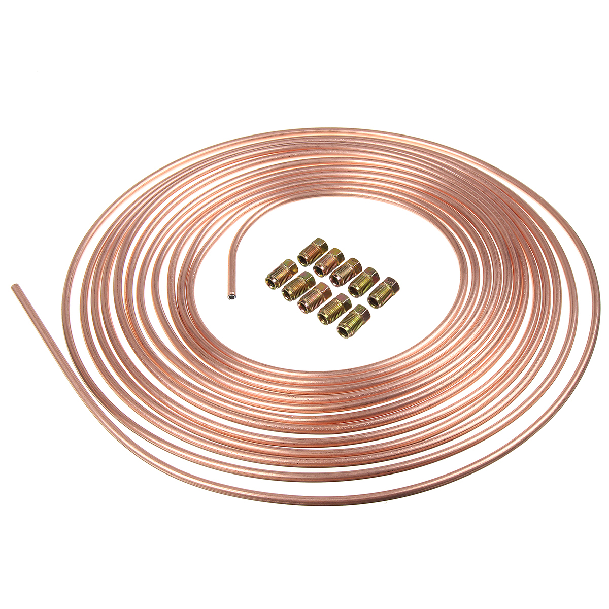 25ft-Copper-Brake-Line-Pipe-Hose-Kit-10-Male--10-Female-Nuts-Joiner-Joint-316-Union-1543210-1