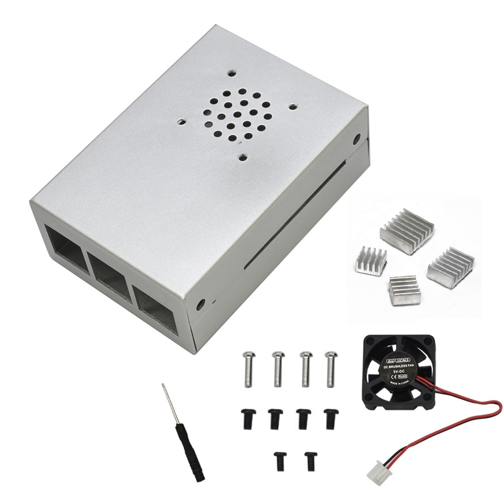 Silver-Aluminum-Alloy-Case-Protective-Shell-Metal-Enclosure--BlackSliver-Heatsink--Cooling-Fan-DIY-K-1593284-6