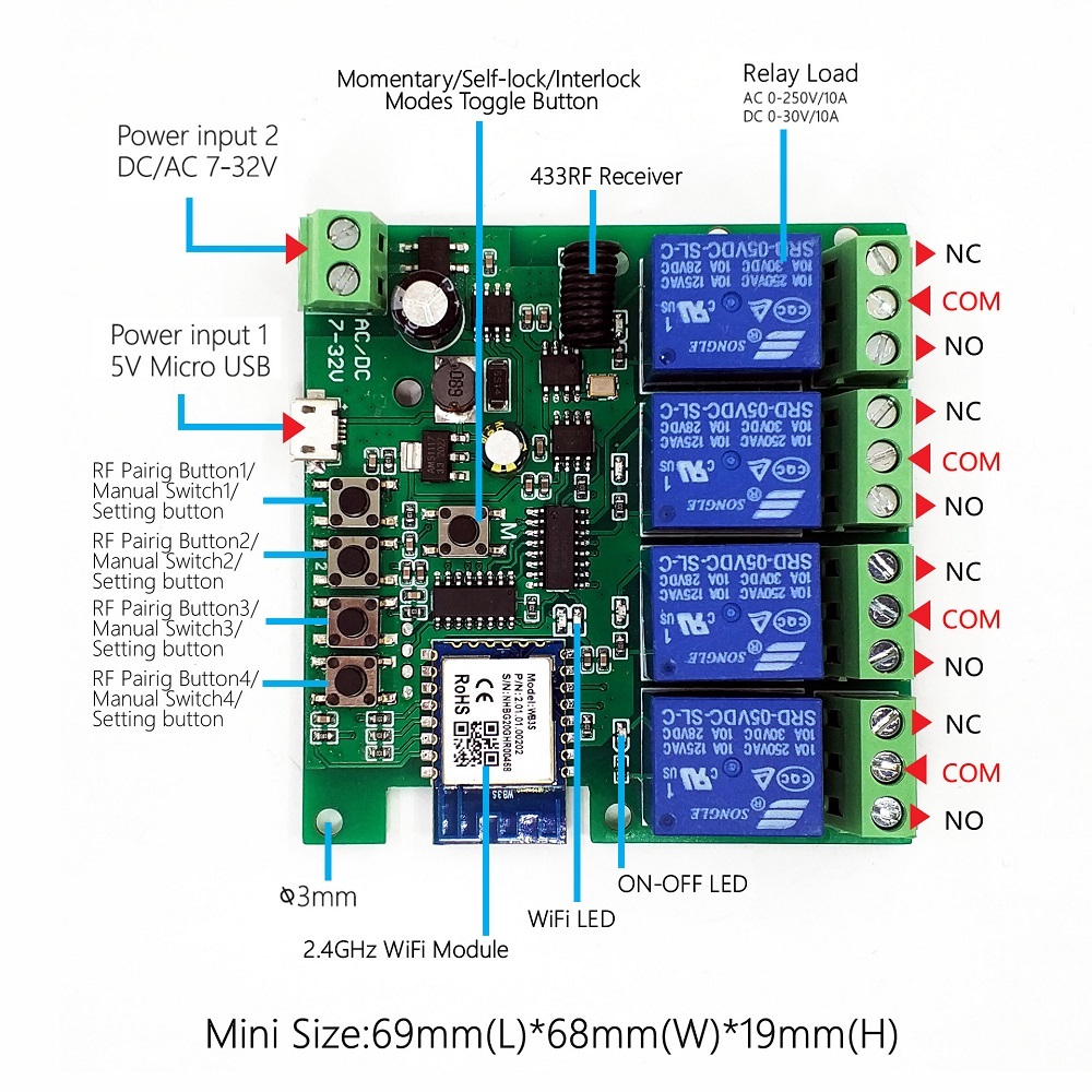 EACHEN-Tuya-433RF-WiFi-4-way-Relay-Module-MomentarySelf-lockInterlock-Switch-Module-with-Remote-Cont-1849096-2