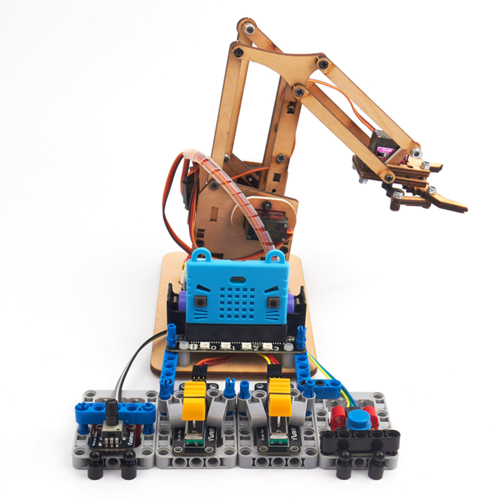 KittenBot-Microbit-DIY-4DOF-Programmable-Wood-Bluetooth-Control-RC-Robot-Arm-Educational-Kit-1561664-2