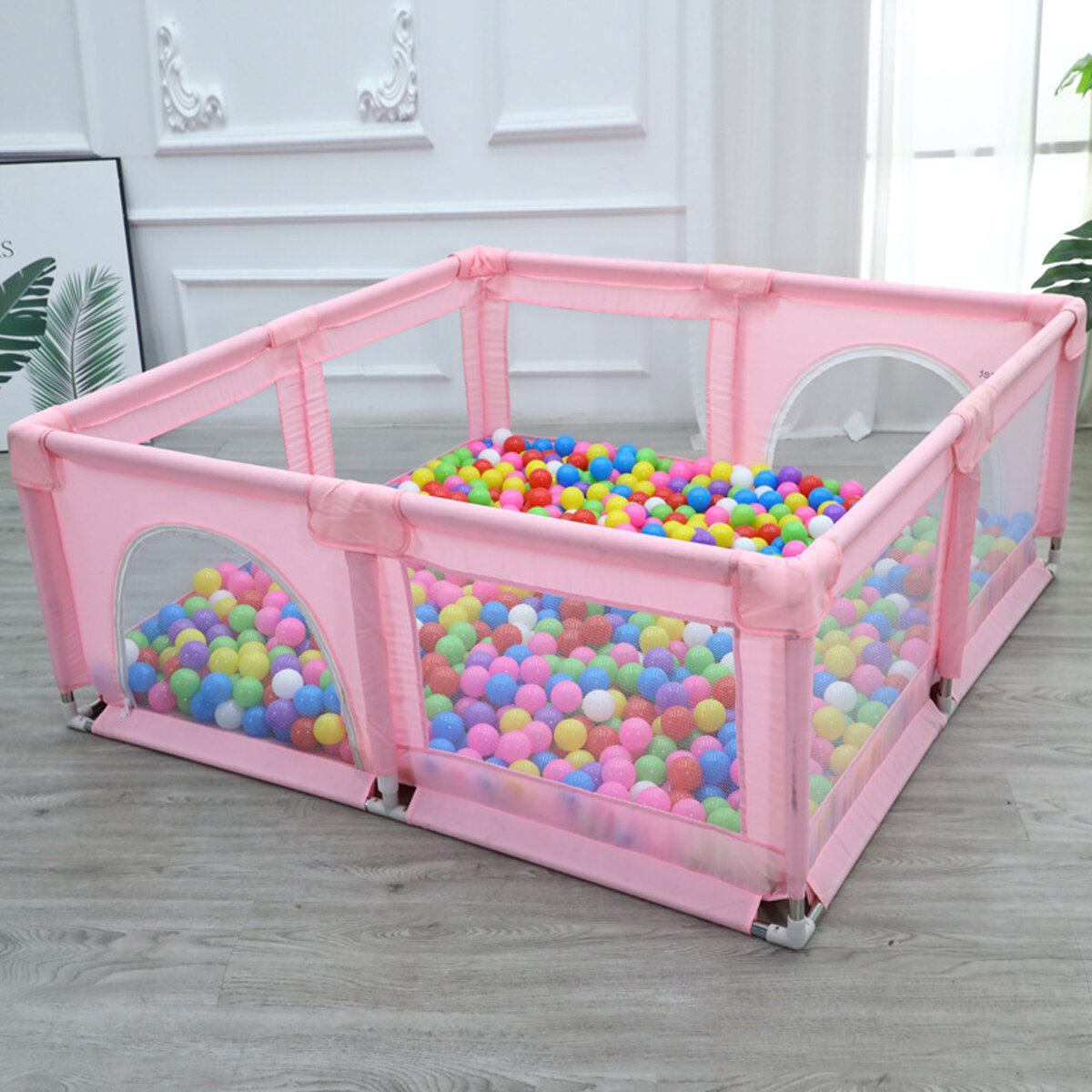 1.5X1.5M Children's Playground furniture Baby Playpen Bed Barriers Safety Modular Folding Baby Park Baby Crib Ball Pool Accessories