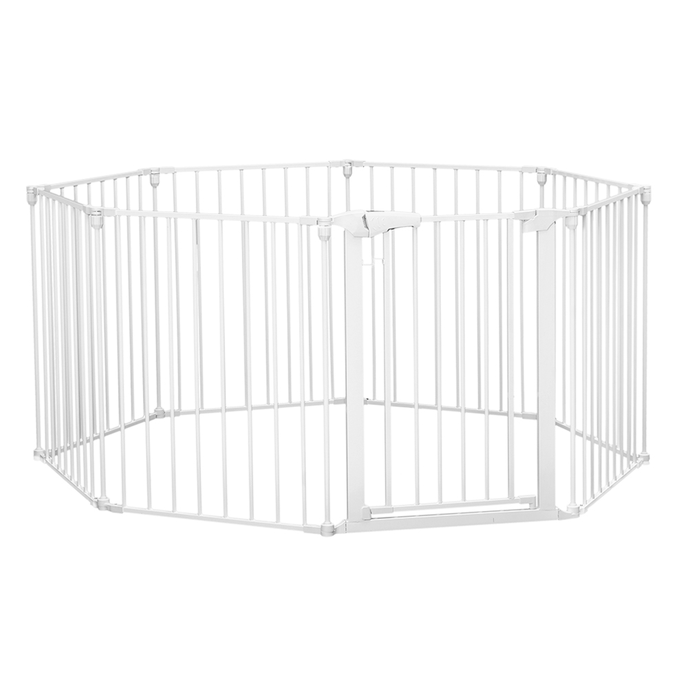 198 inch Long Baby Gate, Extra Wide Baby Gate Play Yard 8 Panel Foldable Safety Gate for Pet Child Auto Close Baby Gate for Stairs Doorways Barriers, 30inch Tall, Black