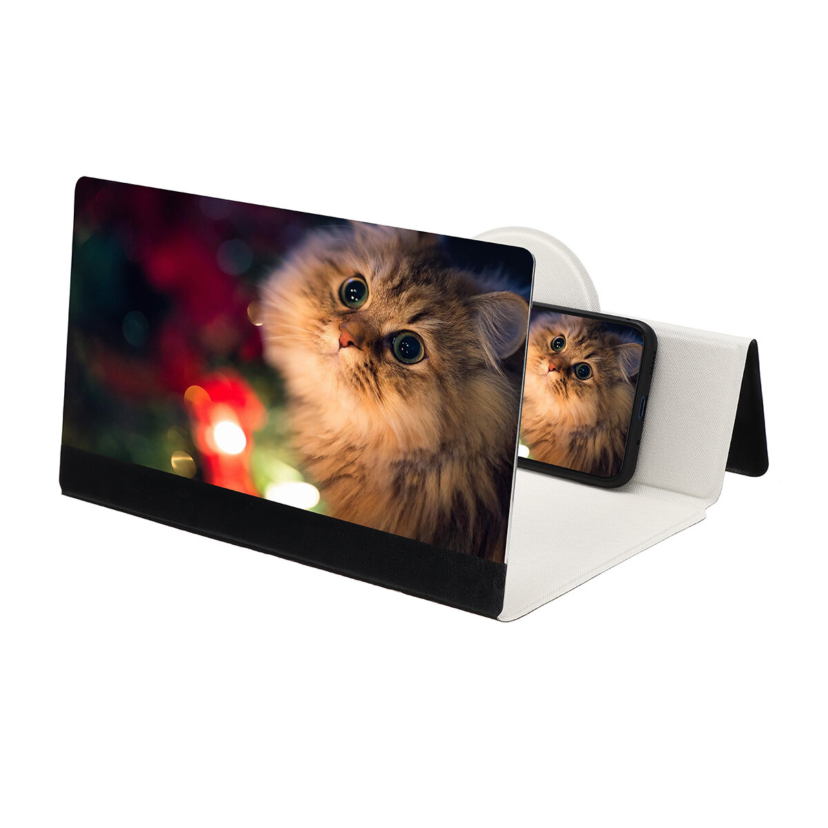 12 Inches Foldable 3D HD Phone Screen Magnifier Movie Video Amplifier PU Leather Cover For Smart Phones iPhone Samsung