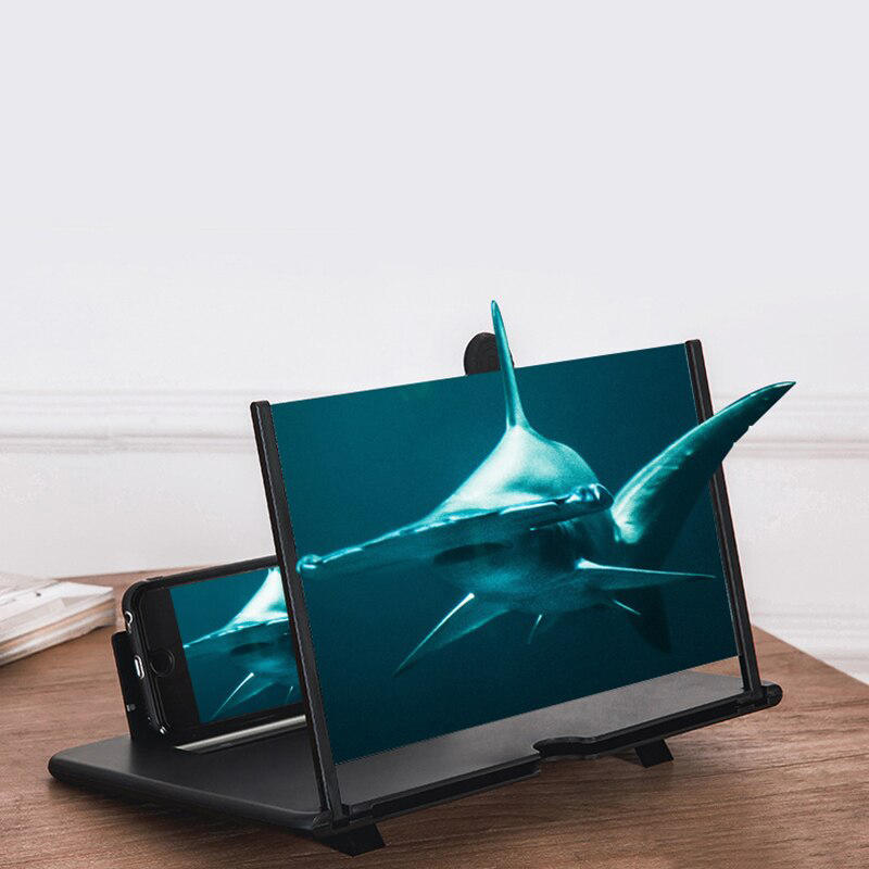 12inch HD 3D Phone Screen Magnifier Enlarge 3-4 Times Foldable Movie Video Screen Amplifier Lazy Desktop Mounts for all Cell Phone