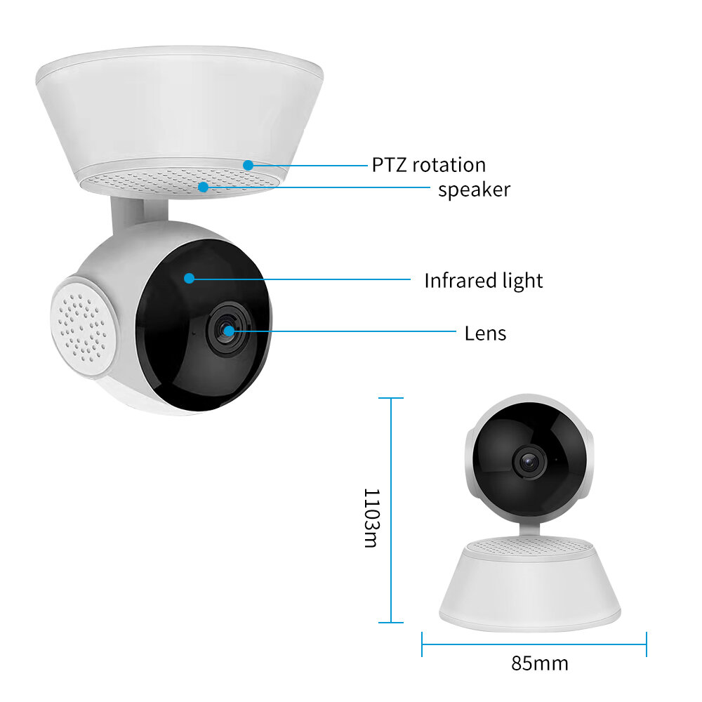 1080P 360-degree Panoramic Wireless Indoor Pan/Tilt IP Camera Security Network Home High-definition Camera