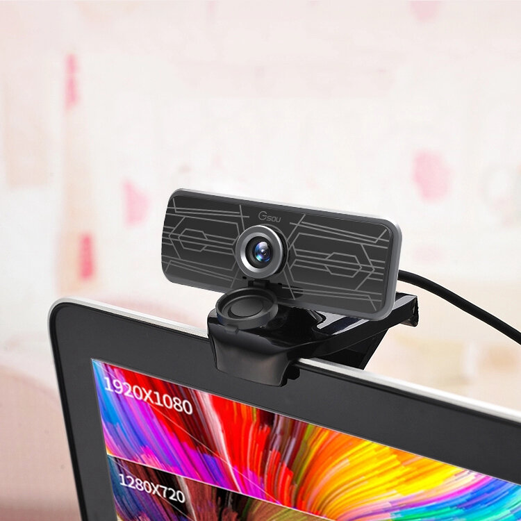 T16S 1080P HD USB Webcam Conference Live Anti-peed 77° Wide Angle Plug and Play Computer Camera Built-in Digital Microphone for PC Laptop