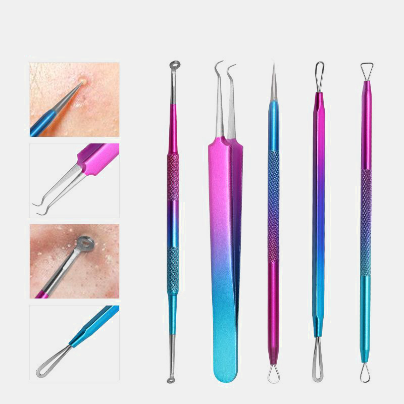 5-Pcs-Gradient-Acne-Remover-Tool-Set-Double-Head-Acne-Needles-Blackhead-Removal-Face-Cleaning-Tool-1740778-1