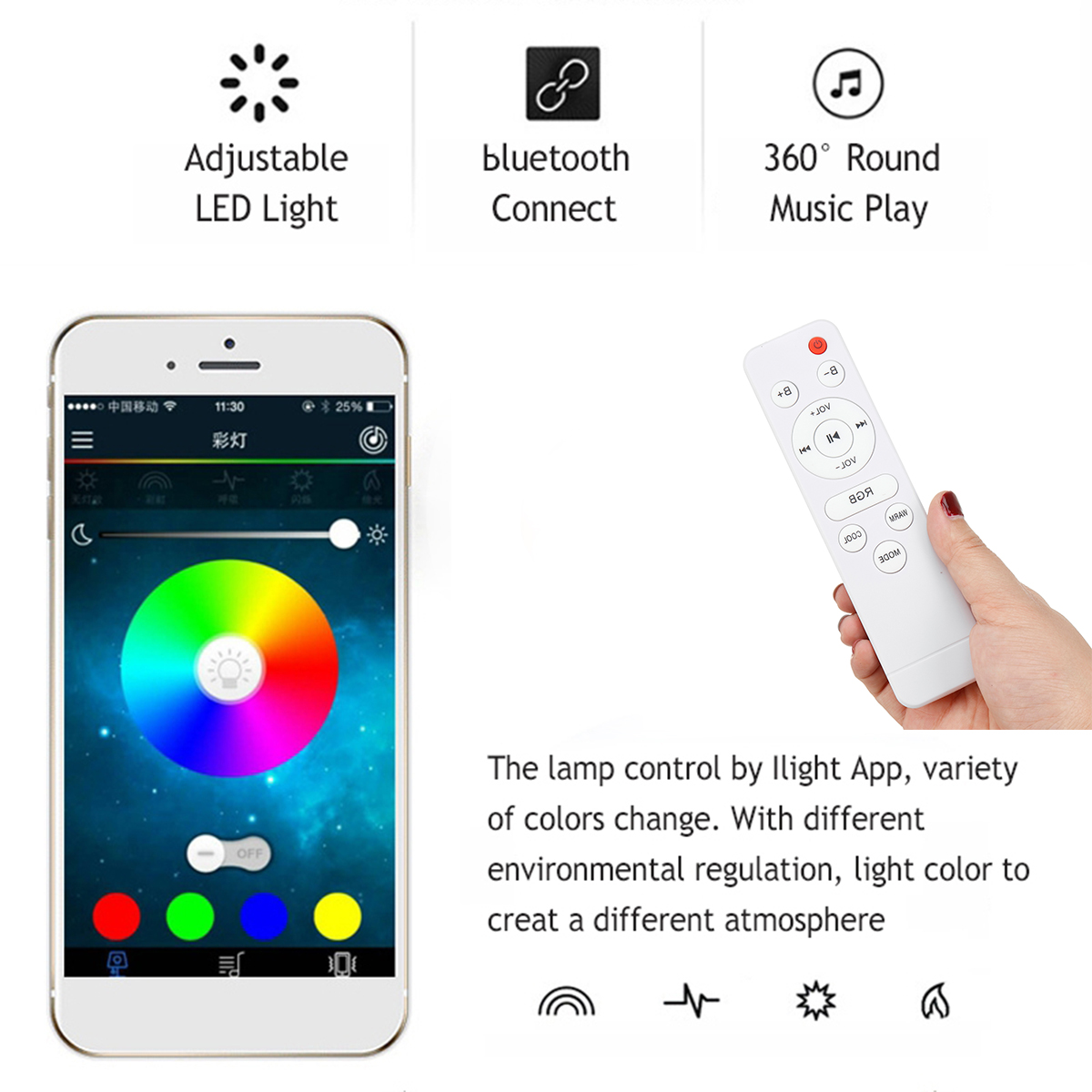 85-265V-30CM-LED-Ceiling-Light-RGB-bluetooth-Music-Dimmable-Lamp-APP--Remote-Controller-1829546-3