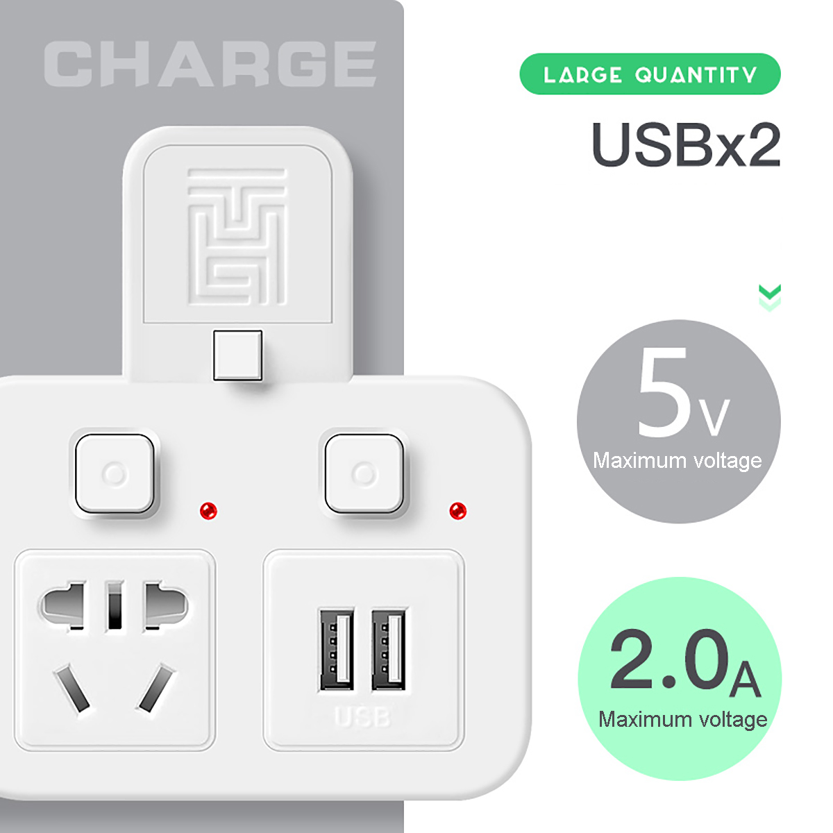 Bakeey-LED-USB-Wall-Charger-with-2-USB-Charging-Ports-Wall-Mount-Charging-Center-Adapter-for-iPhone--1778447-5