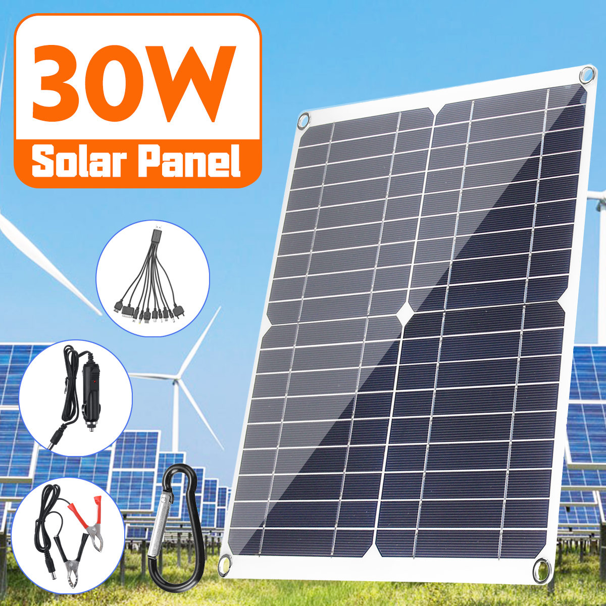 30W-20V-Monocrystalline-Double-USB-Port-Solar-Panel-Power-Pack-with-10-in-1-Charging-Cables-1570268-1