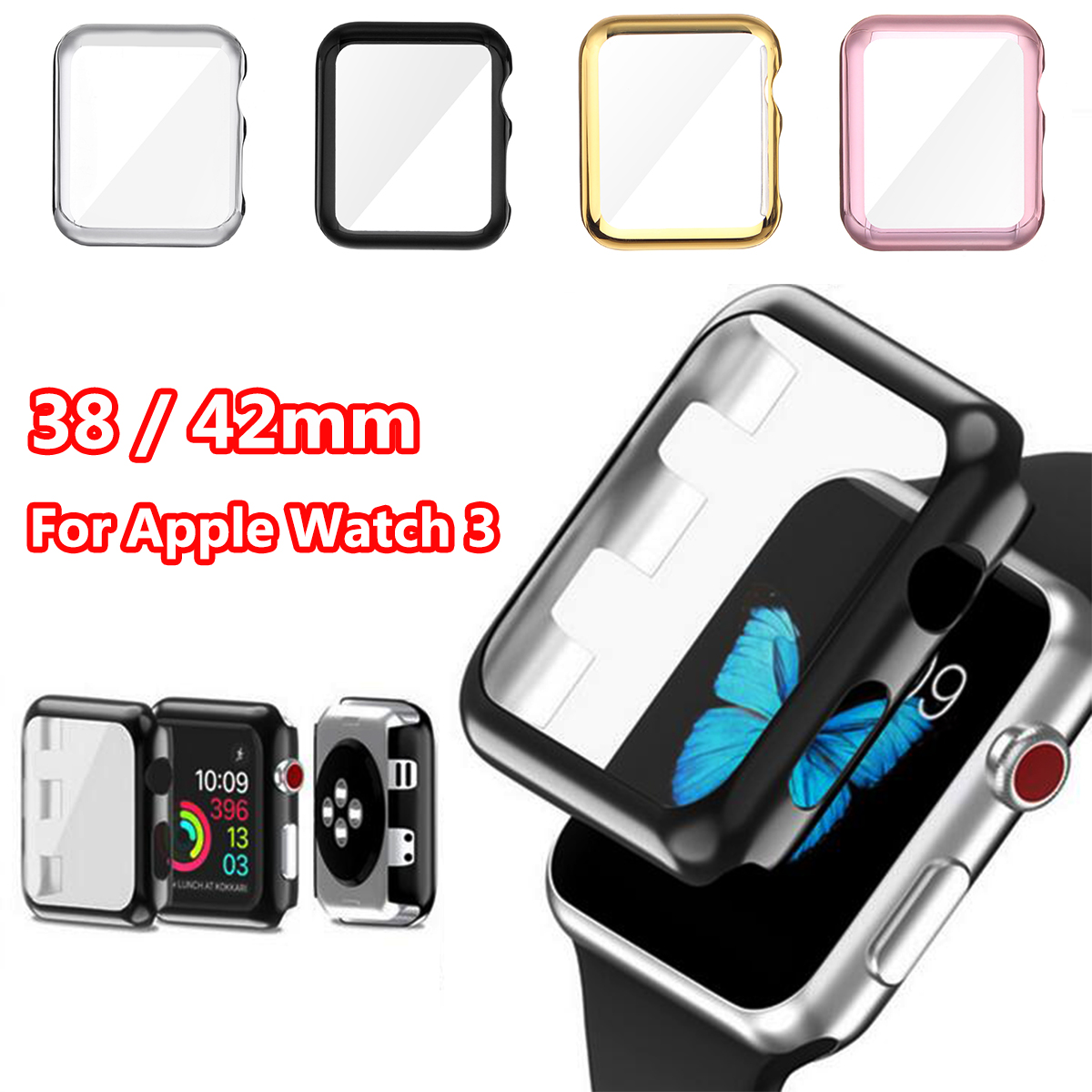 3842mm-Plating-PC-Front-Case-Screen-Protector-Cover-for-Apple-Watch-Series-3-1272084-1