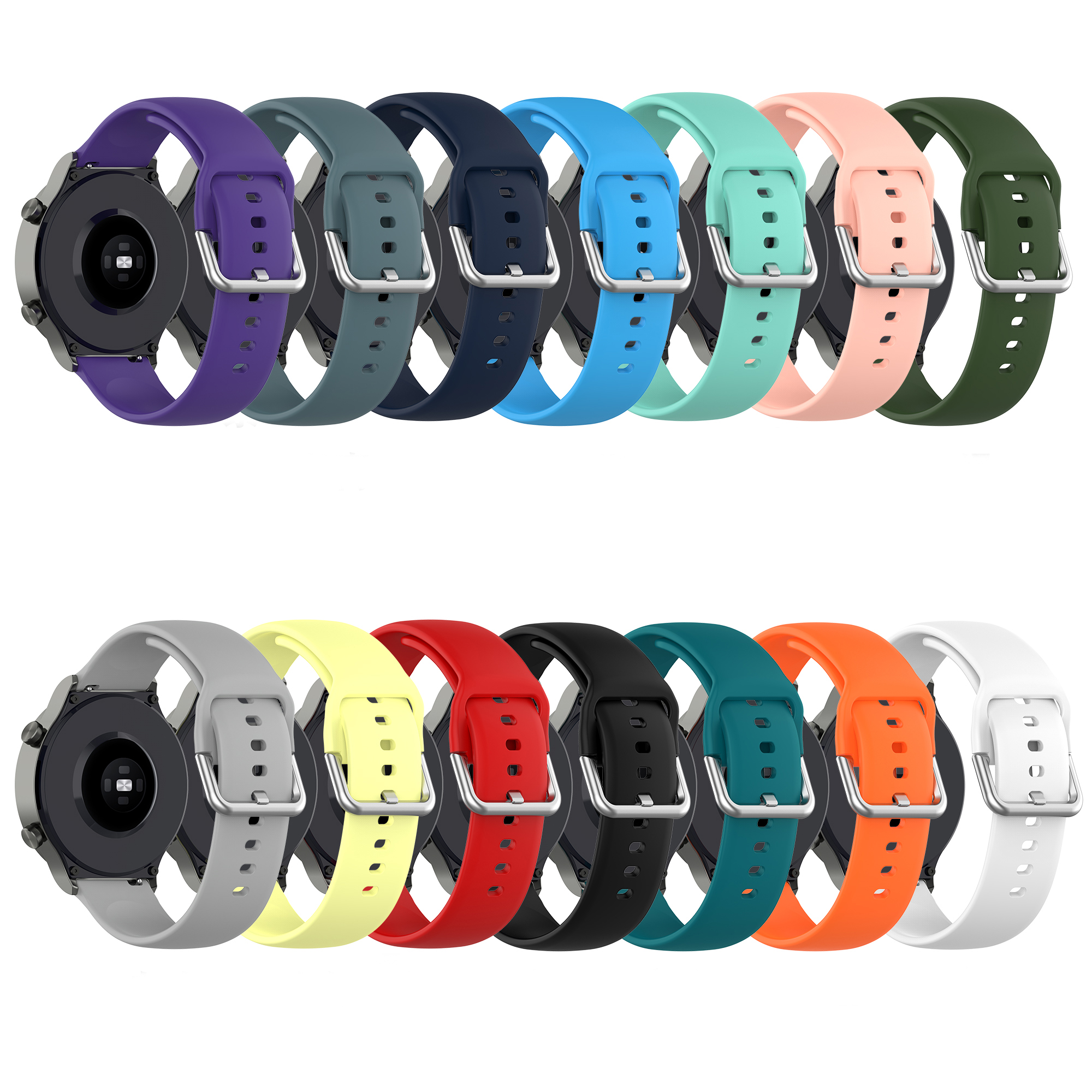 Bakeey-22mm-Multi-color-Silicone-Siver-Buckle-Replacement-Strap-Smart-Watch-Band-For-Huawei-Watch-GT-1768637-2
