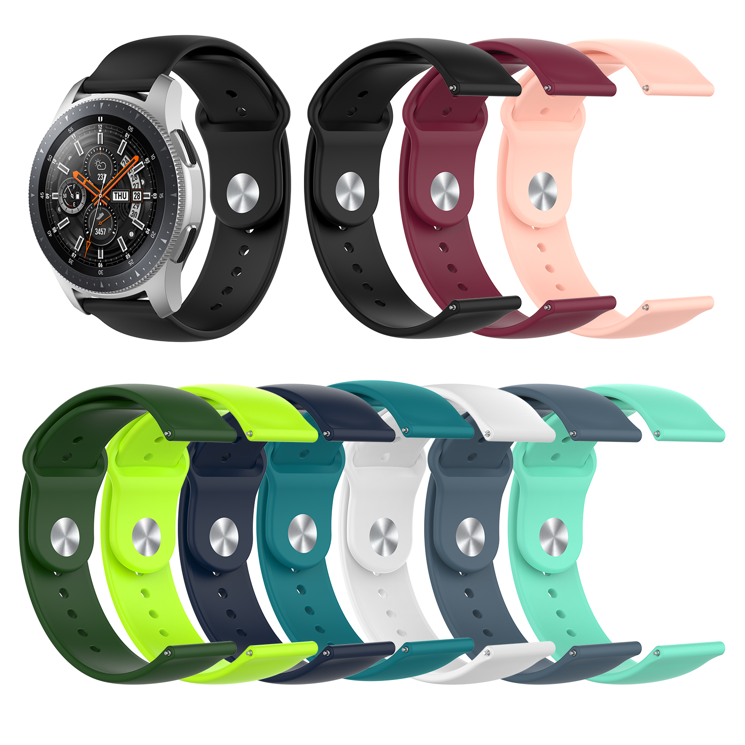 Bakeey-22mm-Solid-Color-SLR-Buckle-Silicone-Replacement-Strap-Smart-Watch-Band-For-Samsung-Galaxy-Wa-1814092-1