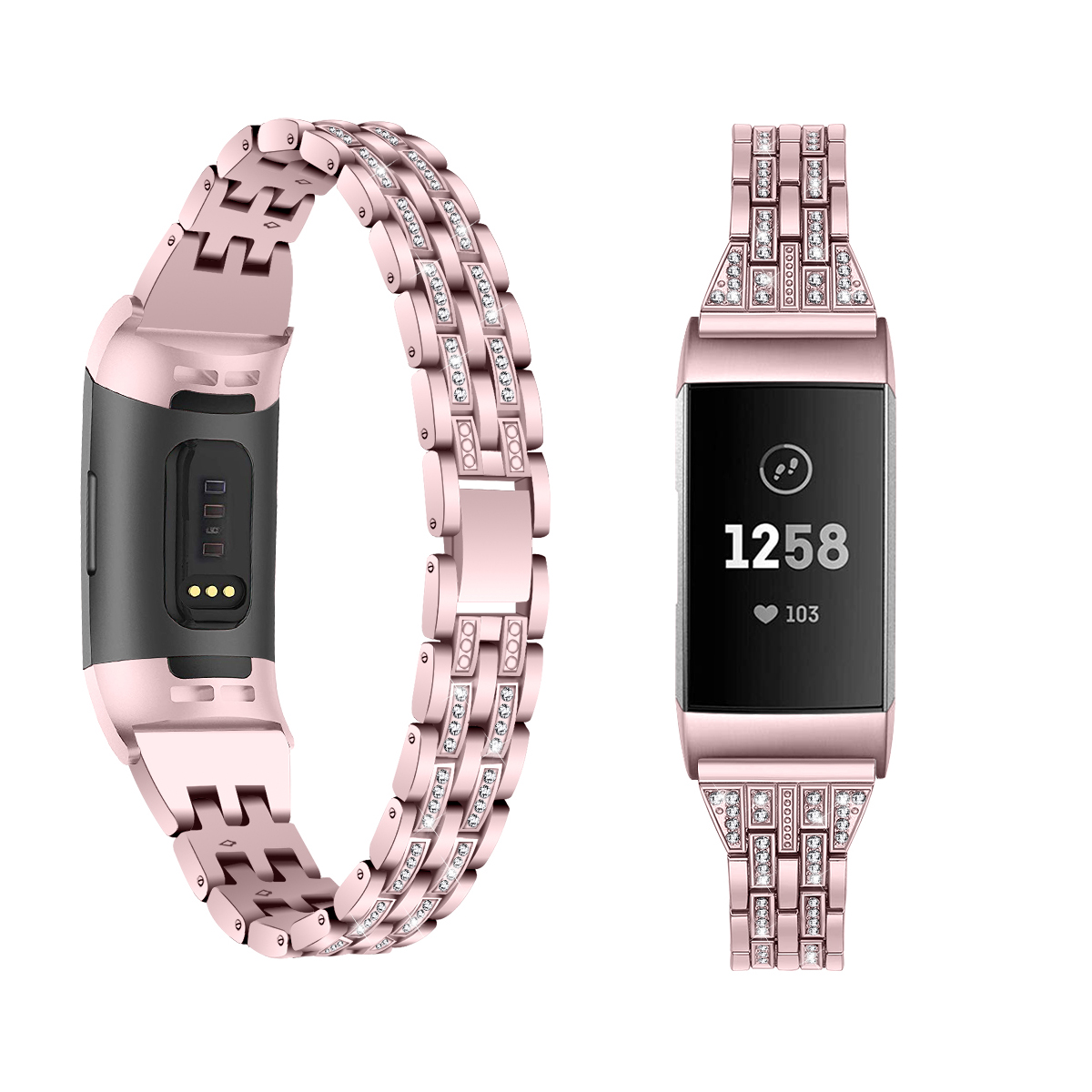 Bakeey-Crystal-Stainless-Steel-Replacement-Watch-Band-Strap-for-Fitbit-Charge-3-Smart-Watch-1477172-5