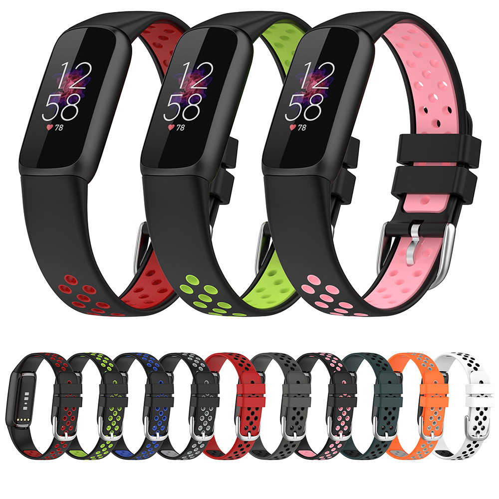 Bakeey-Double-Color-Pattern-Breathable-Sweatproof-Soft-Silicone-Watch-Band-Strap-Replacement-for-Fit-1886285-1