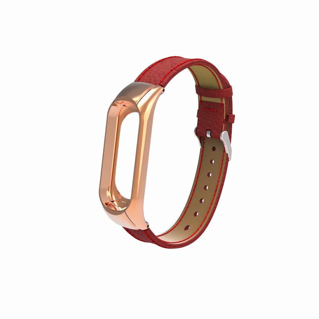 Bakeey-Leather-Strap-with-Metal-Frame-Replacement-Wristband-for-Xiaomi-Mi-Band-3-Smart-Bracelet--Non-1320777-4