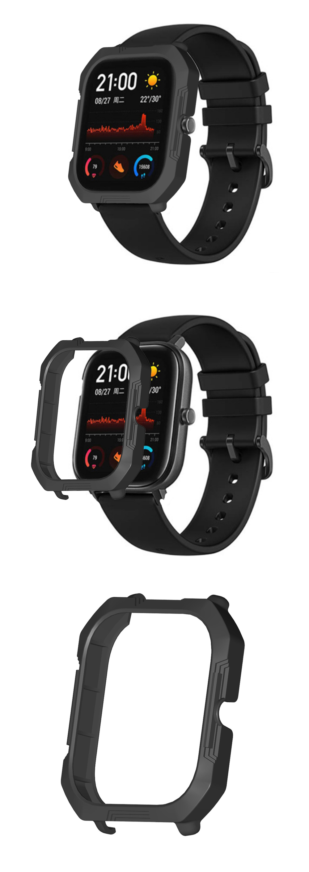 Bakeey-Pure-Ultra-light-PC-Watch-Case-Cover-Shockproof-Watch-Cover-Screen-Protector-for-Amazfit-GTS-1621032-2