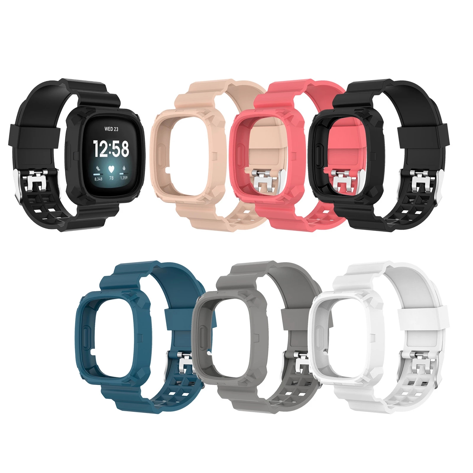 Bakeey-Silicone-Watch-Strap-Watch-Cover-Case-for-Fitbit-Versa-3-Sense-Watch-1762833-1