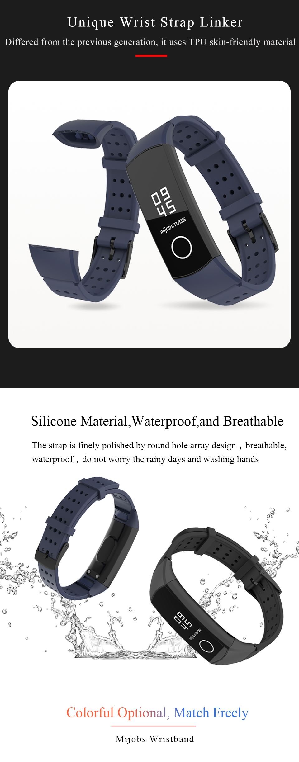 Mijobs-Silicone-Wrist-Strap-Waterproof-Watch-Band-for-Huawei-Honor-Band-4-Smart-Watch-1455309-6